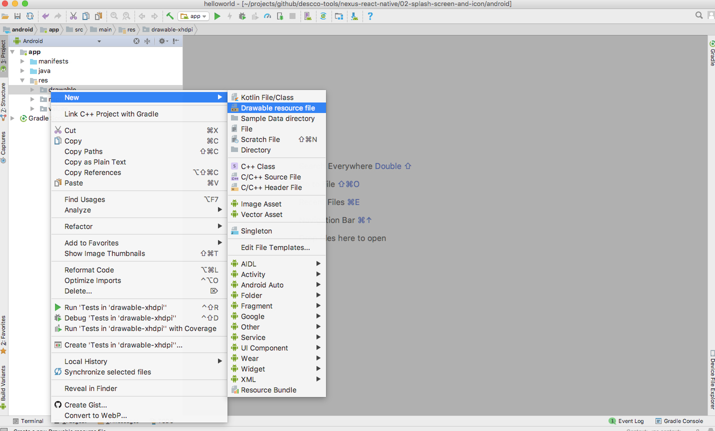 Tela Android Studio